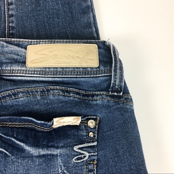 Seven7 Ankle Skinny Raw Hem Distressed Jeans Size 4P - Picture 4 of 5